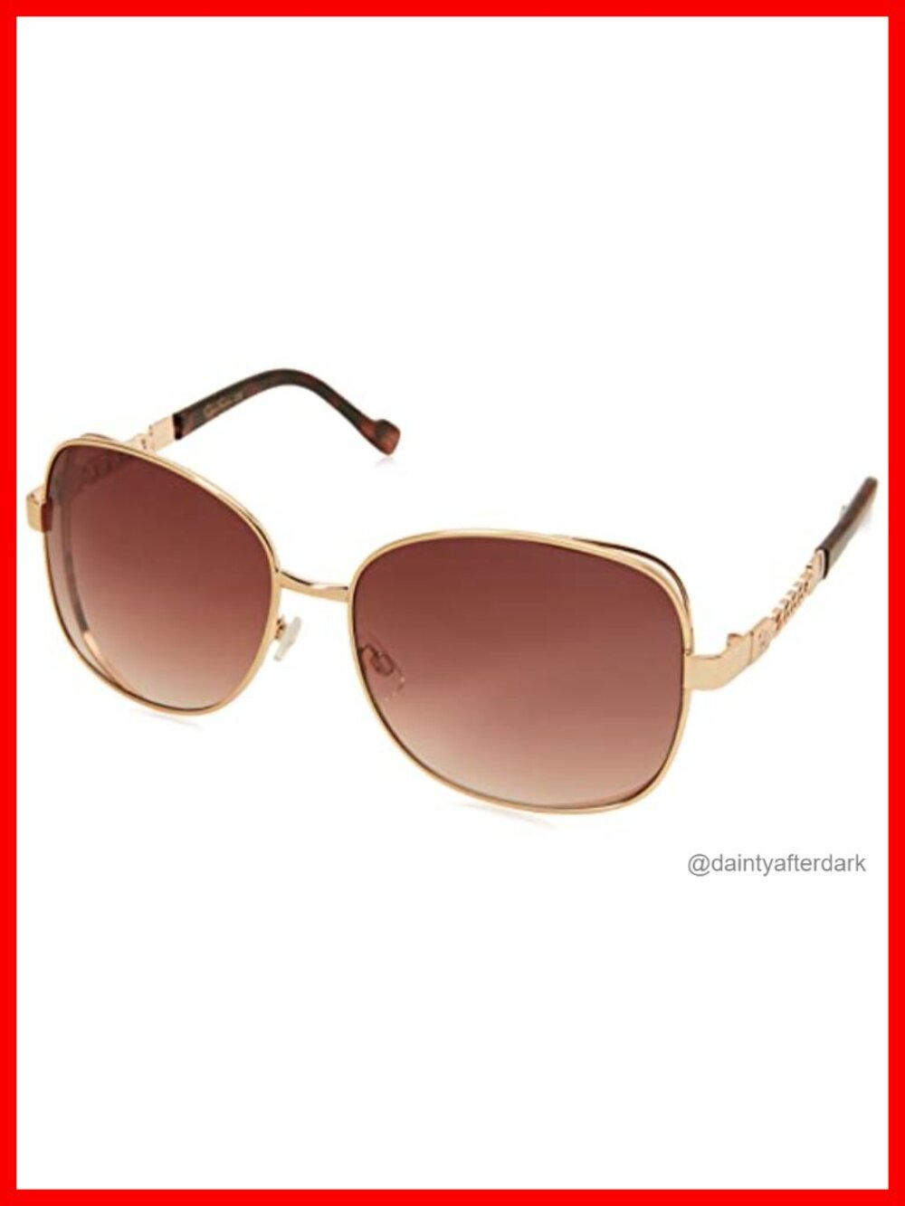 Oversized Metal Square Sunglasses UV400 Protection Women's Eyewear